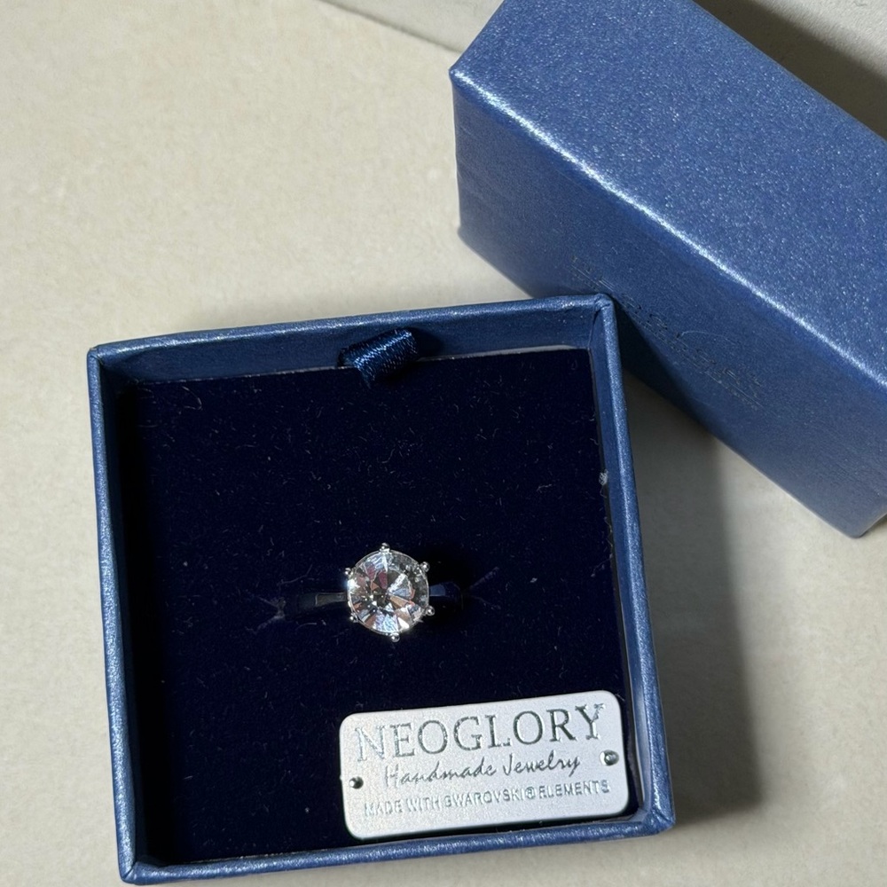 Diamond Lab Silver Engagement Ring - image 2